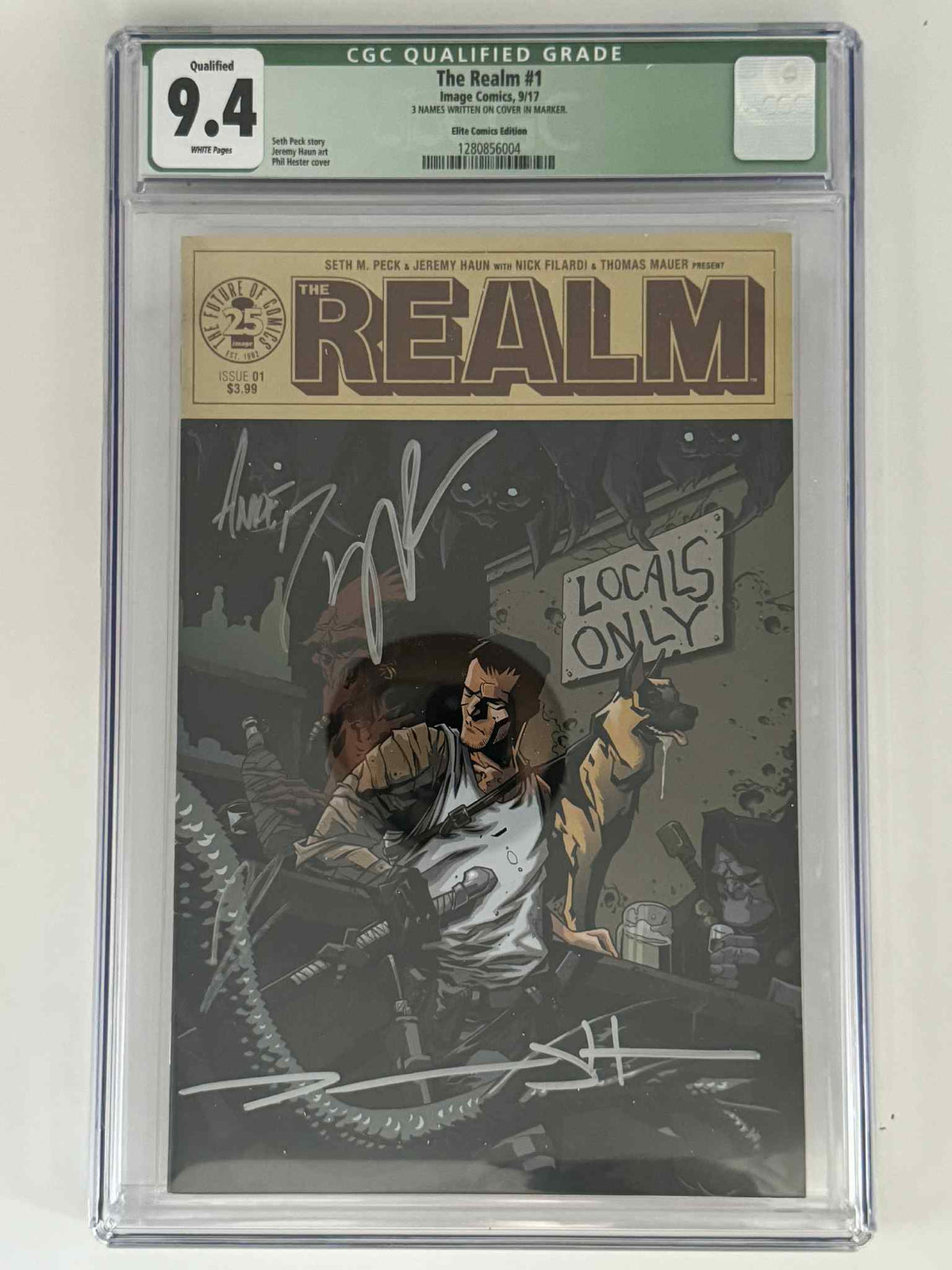 The Realm #1 — Elite Comics Edition — CGC 9.4 Qualified Green Label — Three Names on Cover