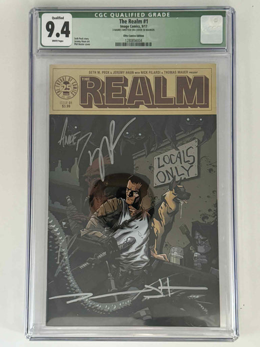The Realm #1 — Elite Comics Edition — CGC 9.4 Qualified Green Label — Three Names on Cover