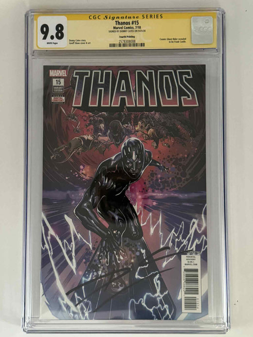 Thanos #15 Fourth Printing — CGC 9.8 Yellow Label — Geoff Shaw Cover — Signed by Donny Cates