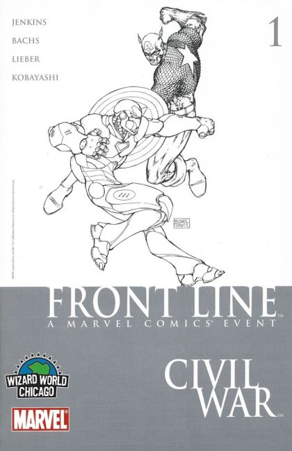 Civil War: Front Line #1 – Wizard World Chicago B&W Michael Turner Sketch Cover (Marvel, 2006)