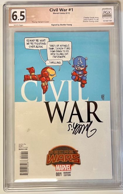 Civil War Vol. 2 #1 – Scottie Young Baby Variant Cover (Marvel, 2015) PGX 6.5