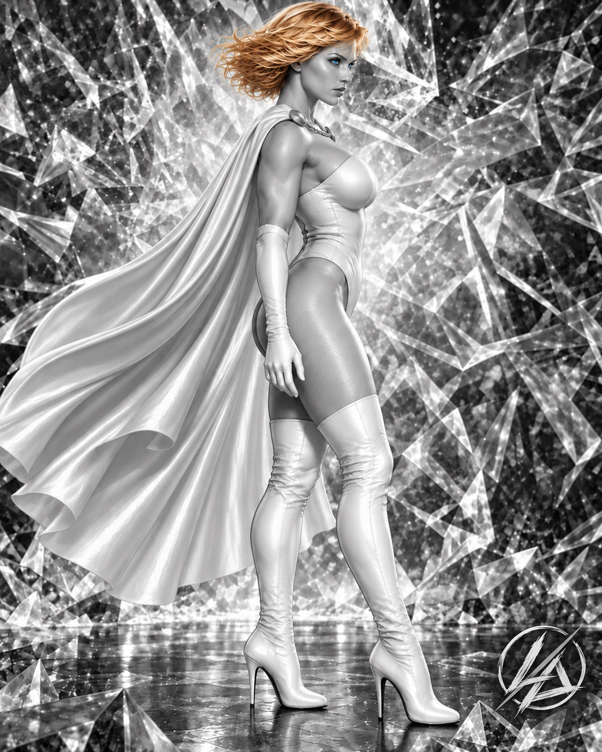 Emma Frost — Cover J (Black & White) | 11×17 Fan Art Print by Lusitan Art