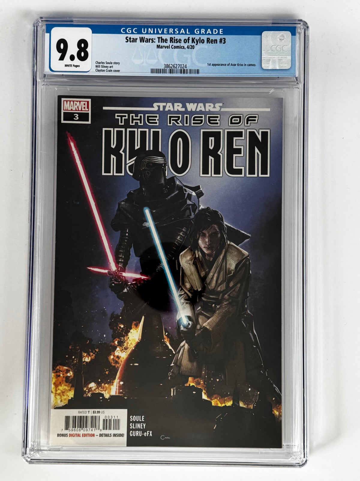 Star Wars: The Rise of Kylo Ren #3 — Clayton Crain Variant — Avar Kriss Cameo — CGC 9.8 Blue Label