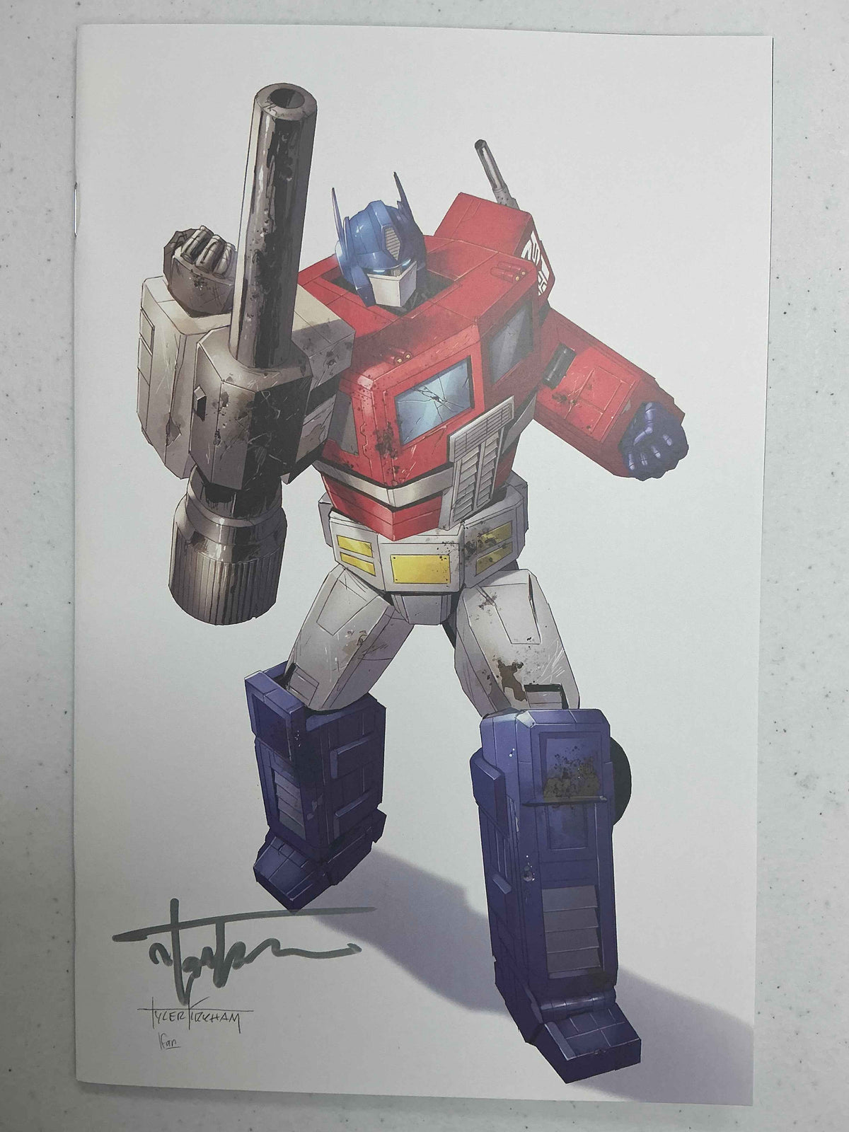 Transformers #17 Unknown Comic Tyler Kirkham White Virgin Variant — Signed by Tyler Kirkham