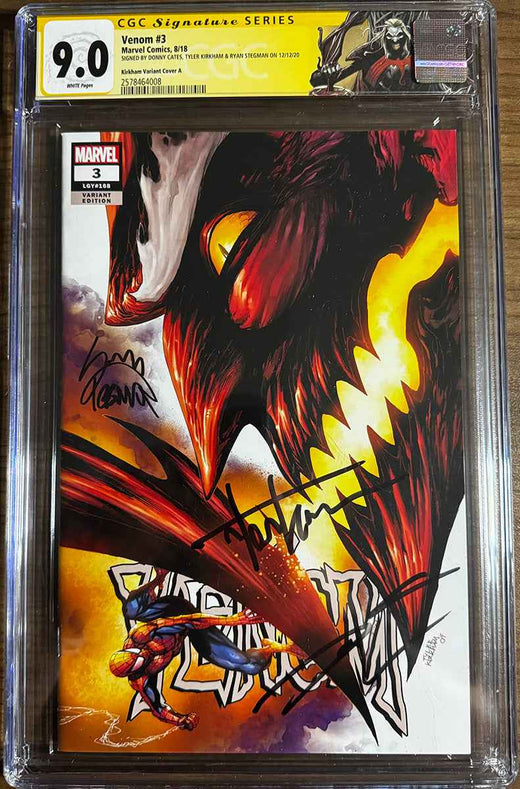 Venom #3 — Kirkham Variant — Signed Cates, Stegman & Kirkham — CGC 9.0 Yellow Label