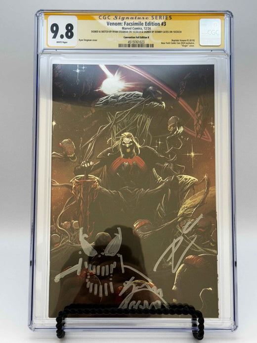 Venom #3 Facsimile — Stegman Foil Virgin Variant — Signed Cates & Stegman — Remarque — CGC 9.8 Yellow Label