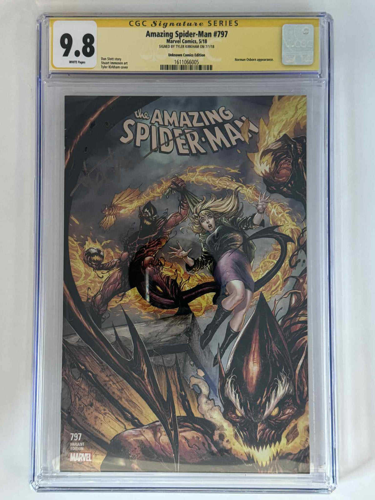 Amazing Spider-Man #797 CGC 9.8 Yellow Label Exclusive Variant — Signed by Tyler Kirkham