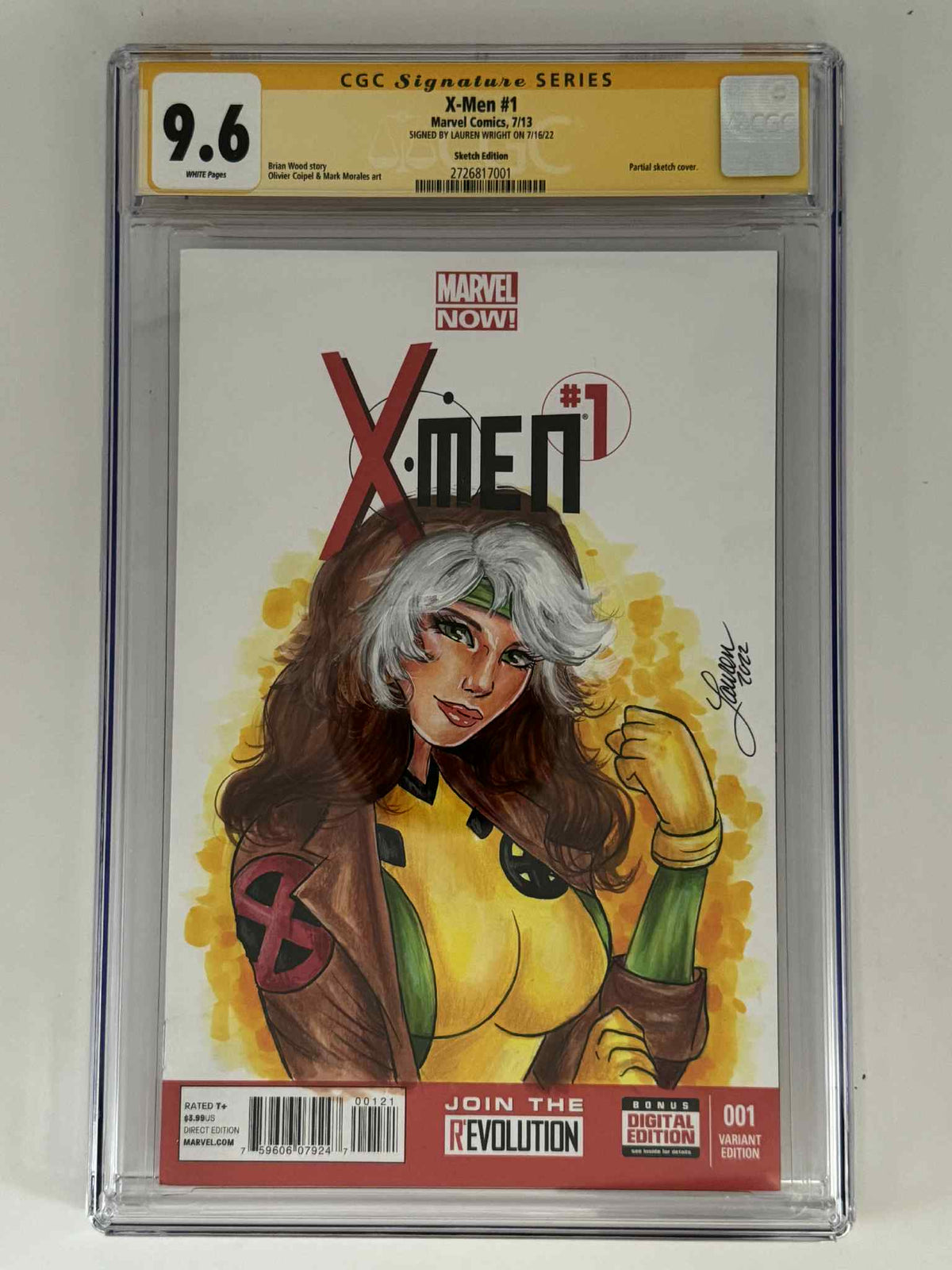 [Signed & Sketch by Lauren Wright] X-Men #1 CGC 9.6 Yellow Label Exclusive Sketch Variant