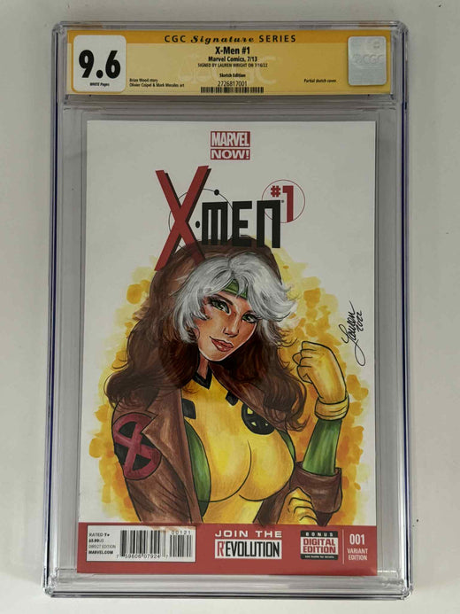 [Signed & Sketch by Lauren Wright] X-Men #1 CGC 9.6 Yellow Label Exclusive Sketch Variant