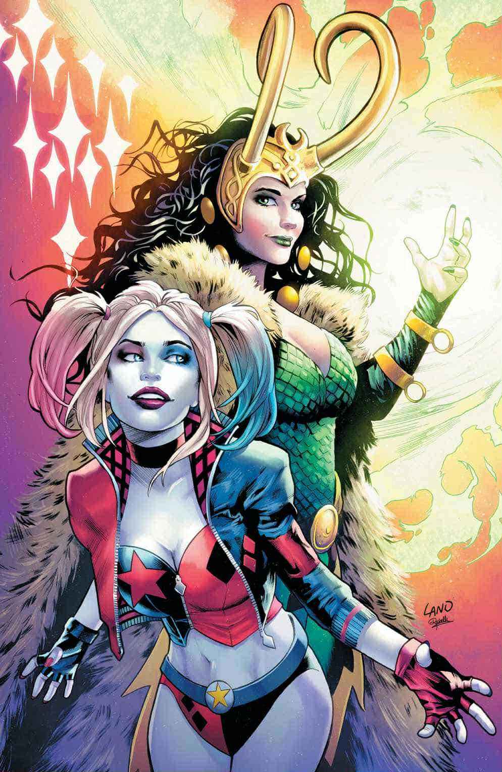 Marvel DC: Deadpool Batman #1 Greg Land Exclusive Virgin Variant Harley Quinn Lady Loki