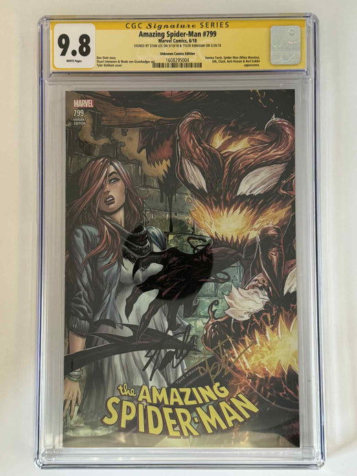 Amazing Spider-Man #799 CGC 9.8 Yellow Label Exclusive Variant, Double Signed by Tyler Kirkham and Stan Lee
