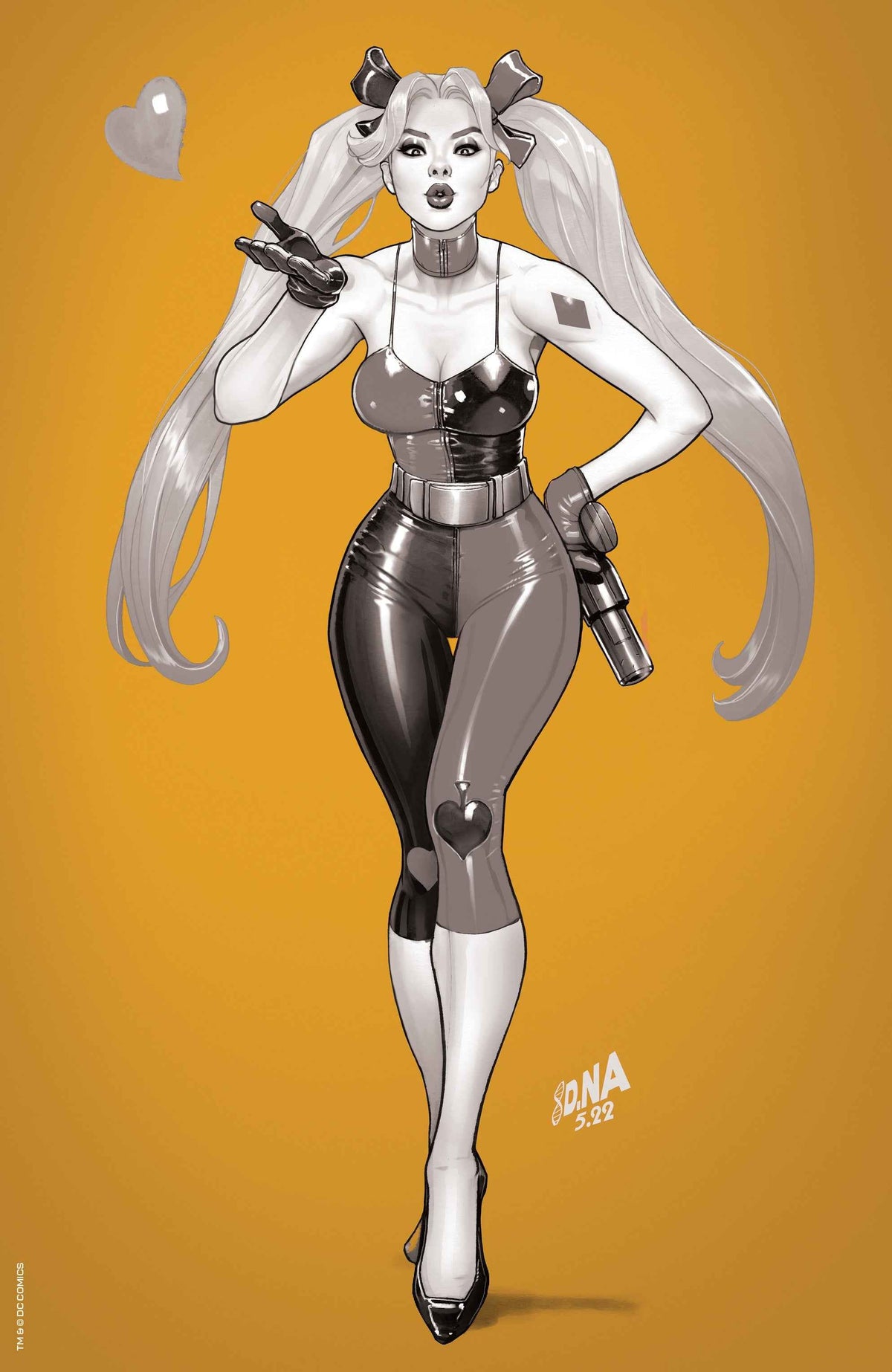 Foil Harley Quinn #22 Unknown Comics David Nakayama Gold Foil Virign NYCC 2022 B&W Color Bleed Variant