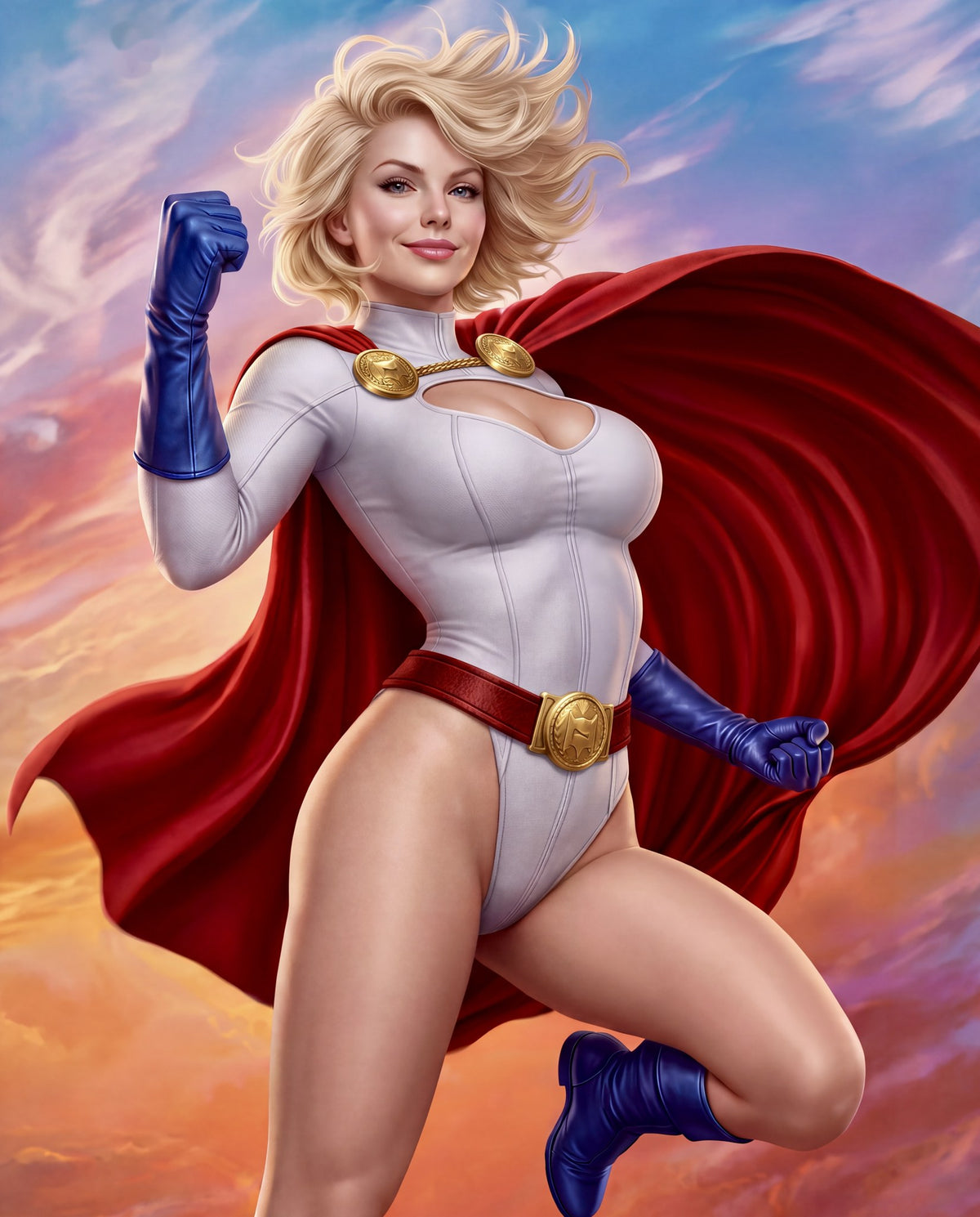Power Girl — Flying | 11×17 Fan Art Print by Lusitan Art