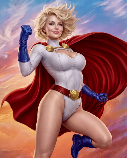 Power Girl — Flying | 11×17 Fan Art Print by Lusitan Art